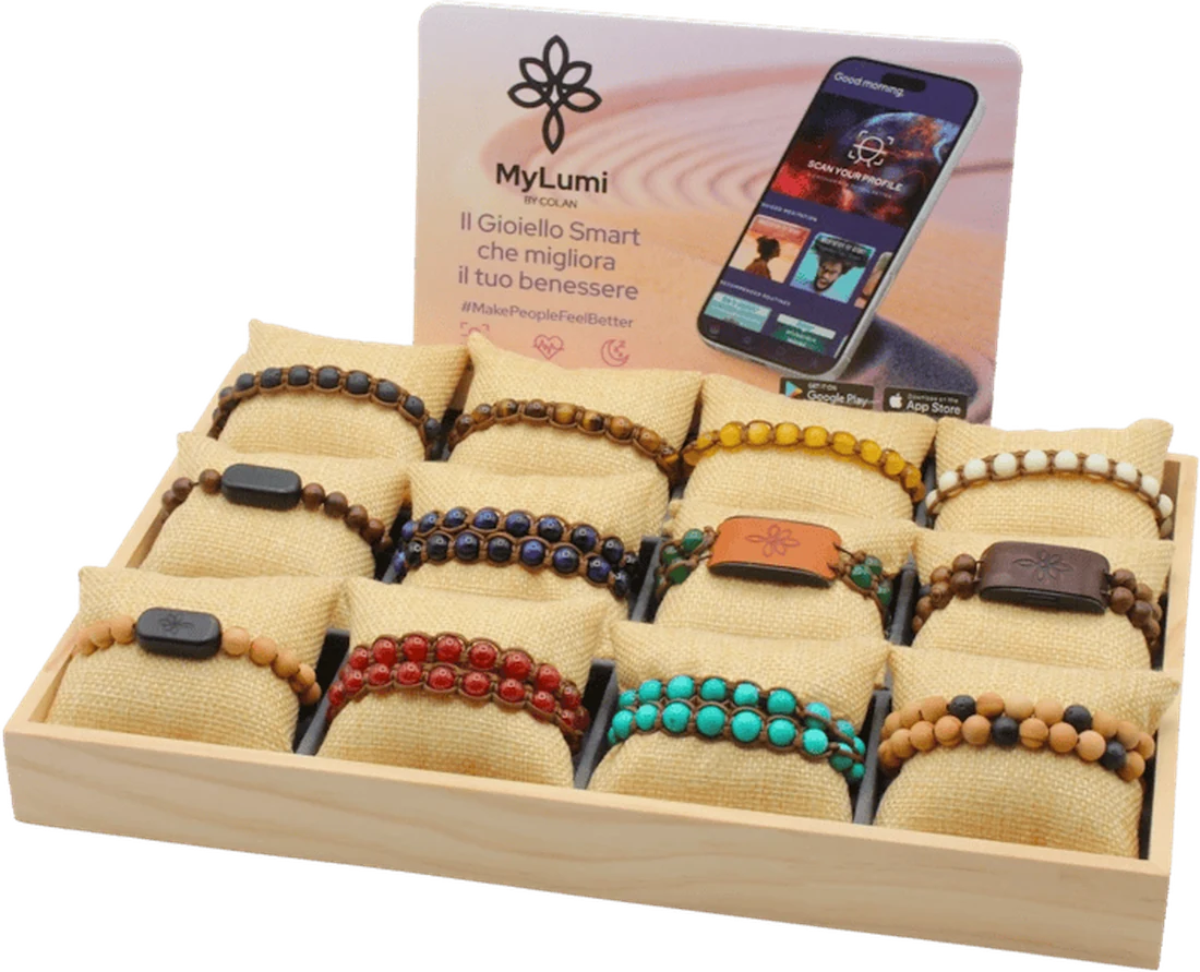 Espositore da banco MyLumi con i bracciali